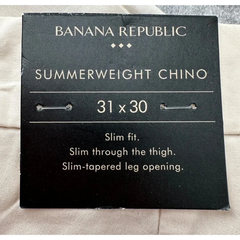 Banana Republic Summer Weight Chino Pants Men's 31x30 Slim Fit Light Khaki NEW